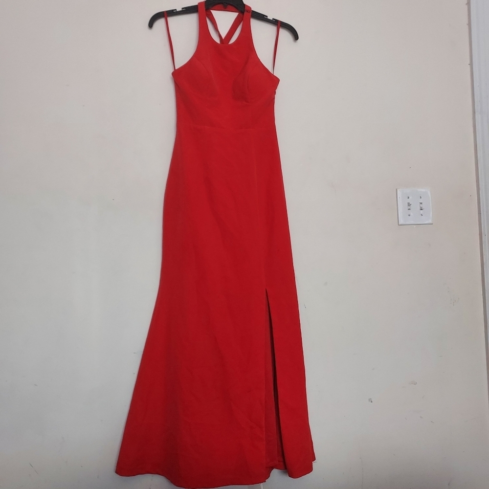 Bariano Red Formal Halter Gown/Dress Sz-S